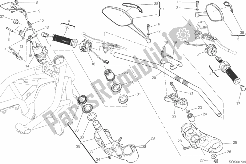 Todas las partes para Manillar Y Controles de Ducati Monster 821 Dark 2015
